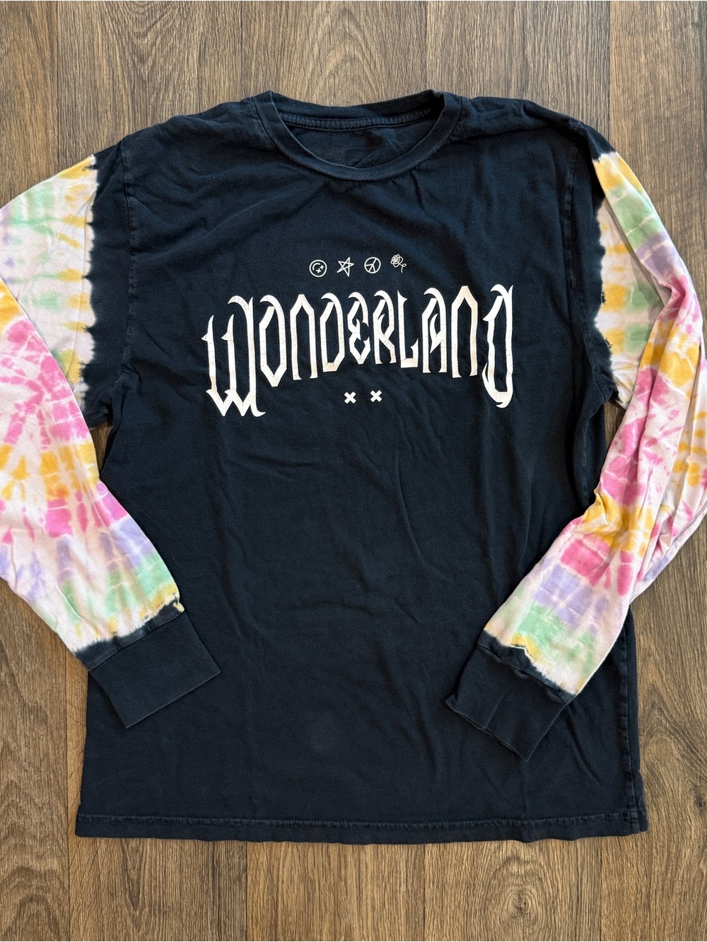 Alison Wonderland Black Long-Sleeve Tee with Tie-Dye Sleeves